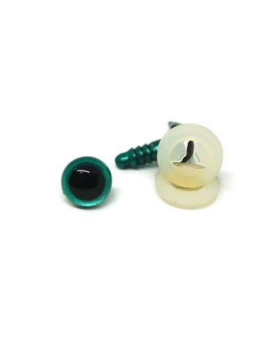 Tamsiai žalios perlamutrinės saugios plastikinės akutės žaislams su itin saugiu užsegimu