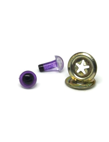 Violetinės saugios plastikinės akutės žaislams su metaliniu užsegimu