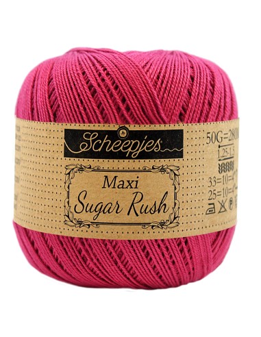 Scheepjes Maxi Sugar Rush Nr. 413 Cherry  - medvilniniai nėrimo - mezgimo siūlai