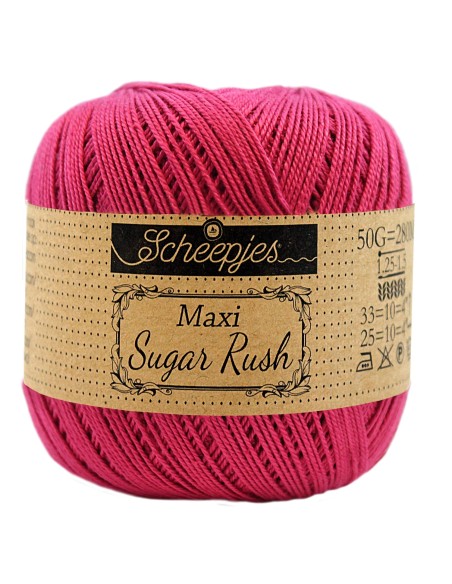 Scheepjes Maxi Sugar Rush Nr. 413 Cherry  - medvilniniai nėrimo - mezgimo siūlai