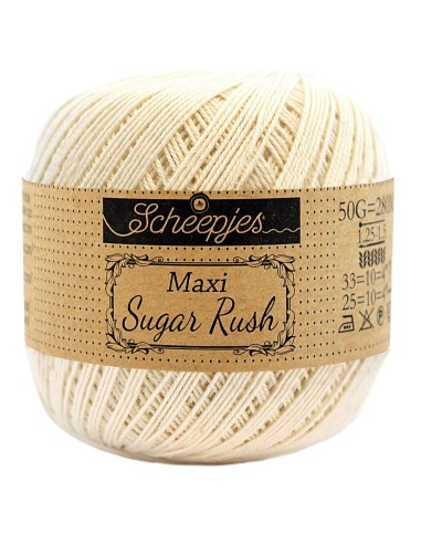 Scheepjes Maxi Sugar Rush Nr. 130 Old Lace  - medvilniniai nėrimo - mezgimo siūlai