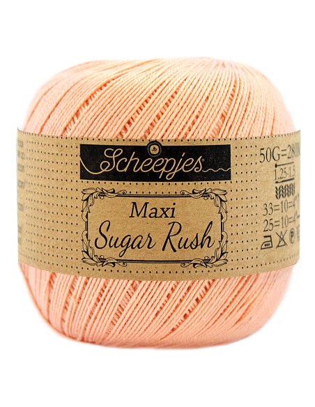 Scheepjes Maxi Sugar Rush Nr. 523 Pale Peach  - medvilniniai nėrimo - mezgimo siūlai