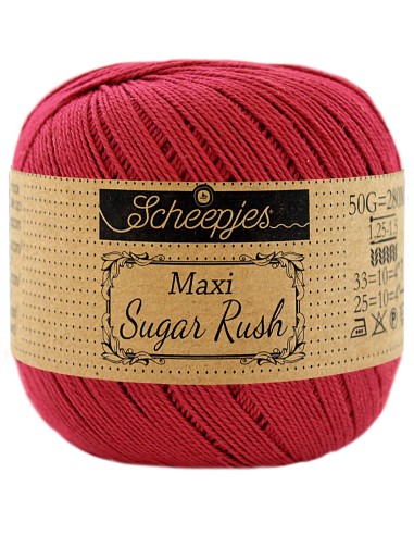 Scheepjes Maxi Sugar Rush Nr. 192 Scarlet  - medvilniniai nėrimo - mezgimo siūlai