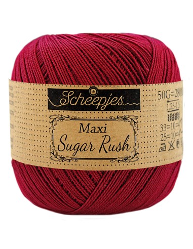 Scheepjes Maxi Sugar Rush Nr. 517 Ruby  - medvilniniai nėrimo - mezgimo siūlai