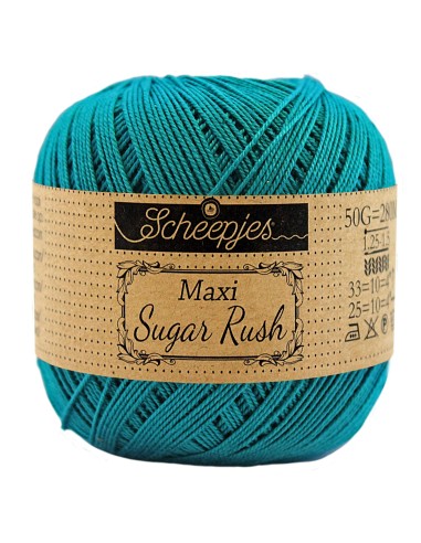 Scheepjes Maxi Sugar Rush Nr. 401 Dark Teal  - medvilniniai nėrimo - mezgimo siūlai