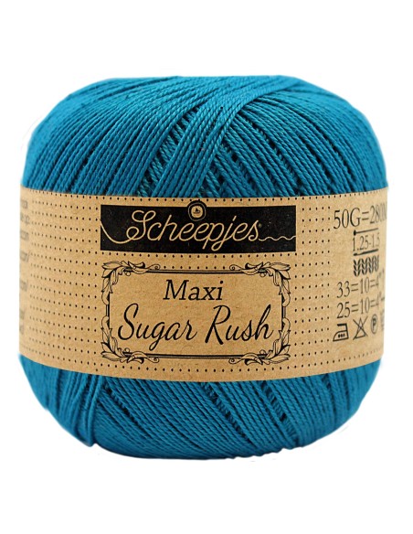 Scheepjes Maxi Sugar Rush Nr. 400 Petrol Blue  - medvilniniai nėrimo - mezgimo siūlai