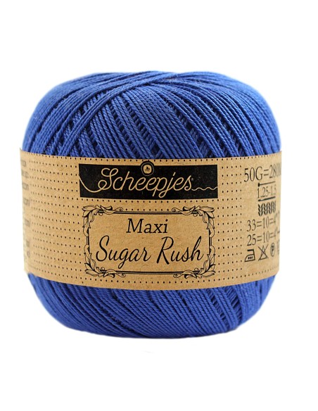 Scheepjes Maxi Sugar Rush Nr. 201 Electric Blue - medvilniniai nėrimo - mezgimo siūlai