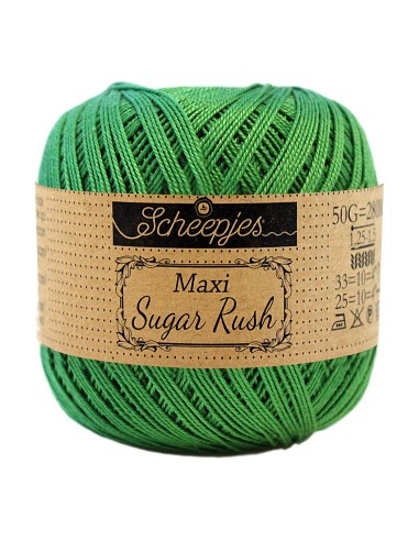 Scheepjes Maxi Sugar Rush Nr. 606 Grass Green - medvilniniai nėrimo - mezgimo siūlai