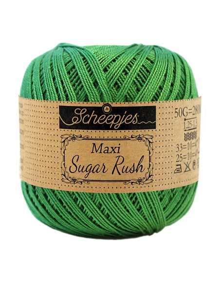 Scheepjes Maxi Sugar Rush Nr. 606 Grass Green - medvilniniai nėrimo - mezgimo siūlai