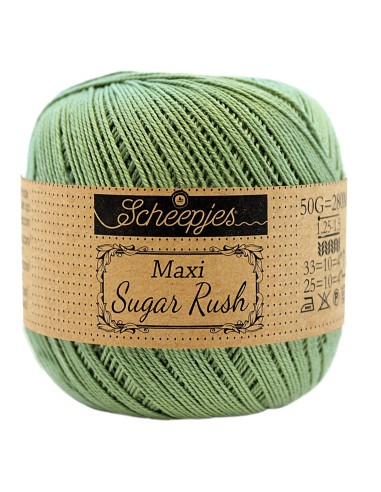 Scheepjes Maxi Sugar Rush Nr. 212 Sage Green - medvilniniai nėrimo - mezgimo siūlai