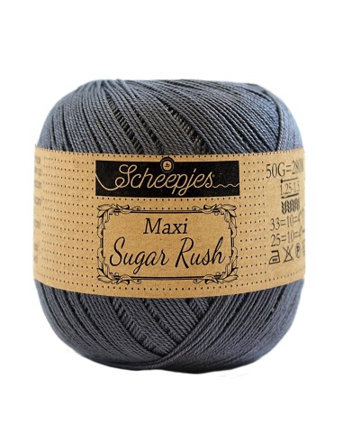 Scheepjes Maxi Sugar Rush Nr. 393 Charcoal - medvilniniai nėrimo - mezgimo siūlai