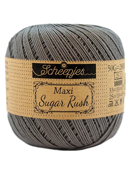 Scheepjes Maxi Sugar Rush Nr. 242 Metal Grey - medvilniniai nėrimo - mezgimo siūlai
