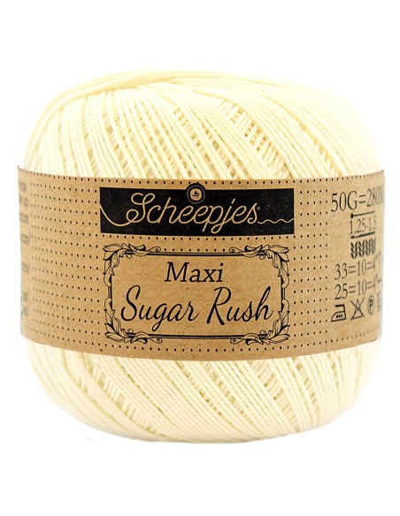 Scheepjes Maxi Sugar Rush Nr. 101 Candle Light - medvilniniai nėrimo - mezgimo siūlai