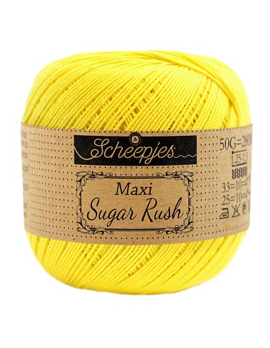 Scheepjes Maxi Sugar Rush Nr. 280 Lemon - medvilniniai nėrimo - mezgimo siūlai