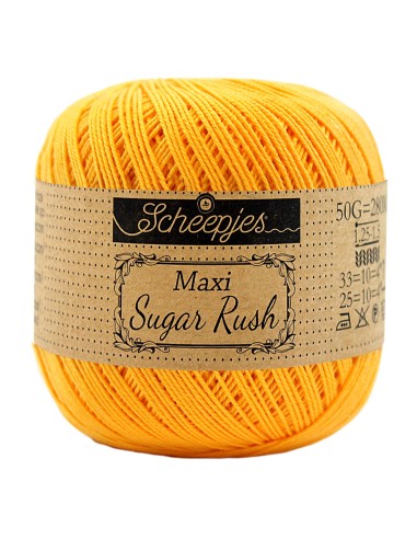 Scheepjes Maxi Sugar Rush Nr. 208 Yellow Gold - medvilniniai nėrimo - mezgimo siūlai