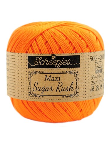 Scheepjes Maxi Sugar Rush Nr. 281 Tangerine - medvilniniai nėrimo - mezgimo siūlai
