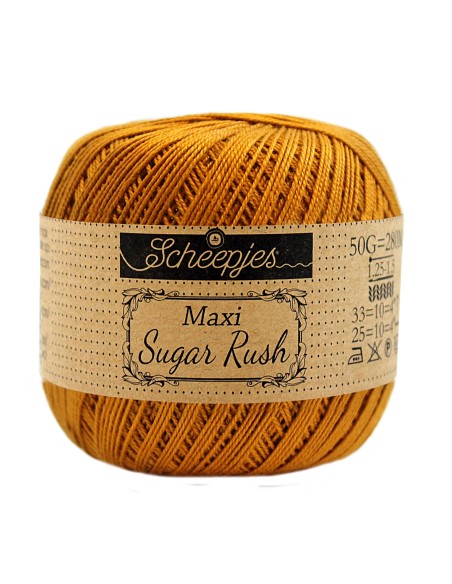 Scheepjes Maxi Sugar Rush Nr. 383 Ginger Gold - medvilniniai nėrimo - mezgimo siūlai