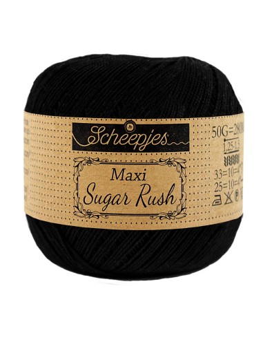 Scheepjes Maxi Sugar Rush Nr. 110 Black - medvilniniai nėrimo - mezgimo siūlai