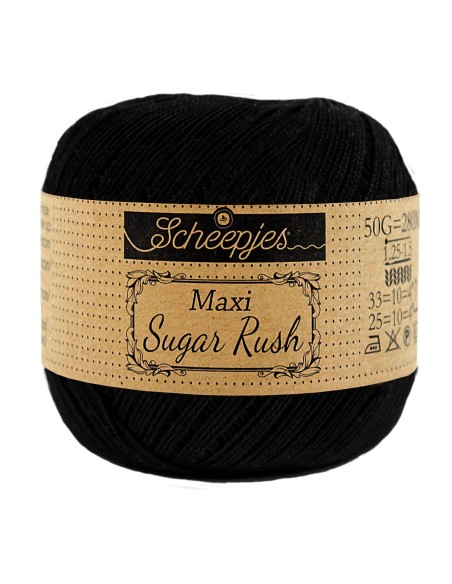 Scheepjes Maxi Sugar Rush Nr. 110 Black - medvilniniai nėrimo - mezgimo siūlai