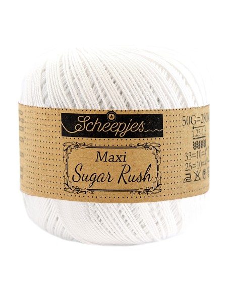 Scheepjes Maxi Sugar Rush Nr. 106 Snow White - medvilniniai nėrimo - mezgimo siūlai