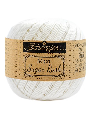 Scheepjes Maxi Sugar Rush Nr. 105 Bridal White - medvilniniai nėrimo - mezgimo siūlai