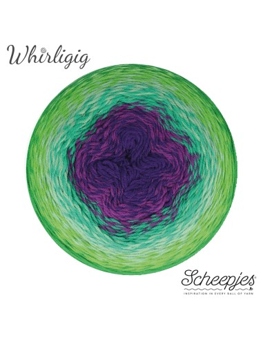 Scheepjes Whirligig Nr. 208 Green to Purple  - vilnoniai nėrimo - mezgimo siūlai - alpaka