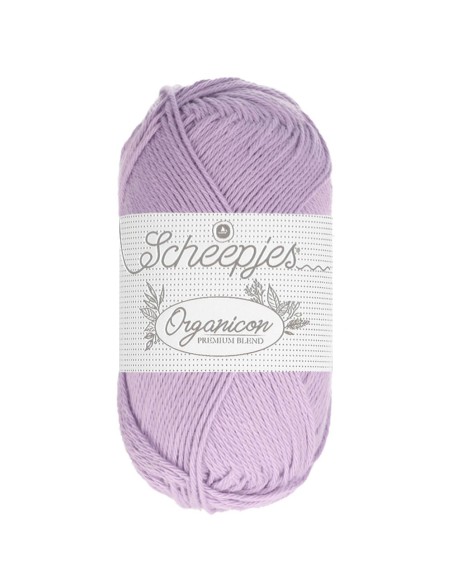 Scheepjes Organicon Nr. 205 Lavender - ekologiški medvilniniai nėrimo - mezgimo siūlai (vegan friendly)