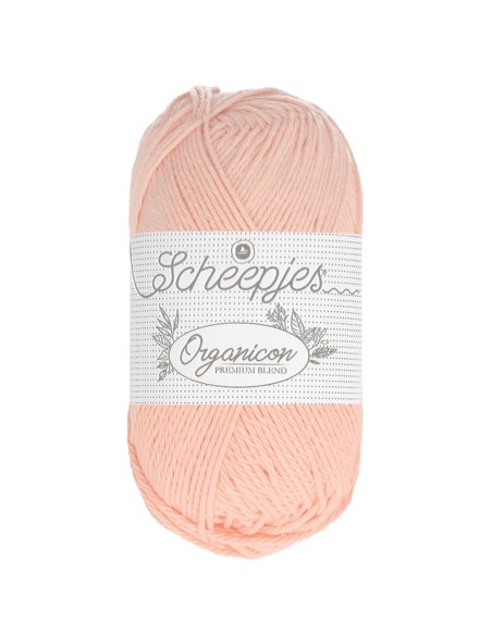 Scheepjes Organicon Nr. 208 Peach Fuzz - ekologiški medvilniniai nėrimo - mezgimo siūlai (vegan friendly)