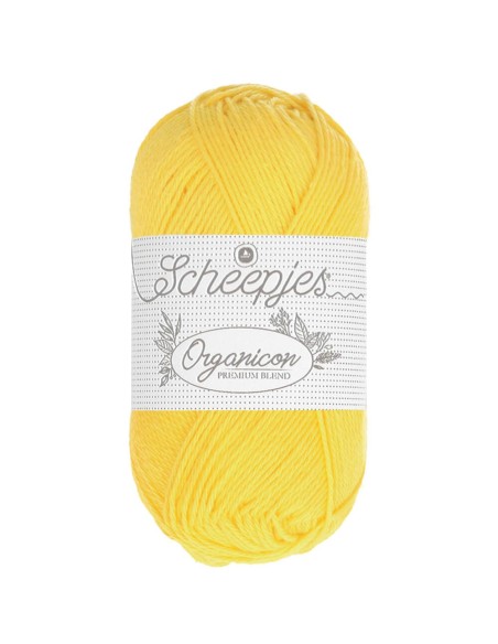 Scheepjes Organicon Nr. 211 Gentle Primrose - ekologiški medvilniniai nėrimo - mezgimo siūlai (vegan friendly)