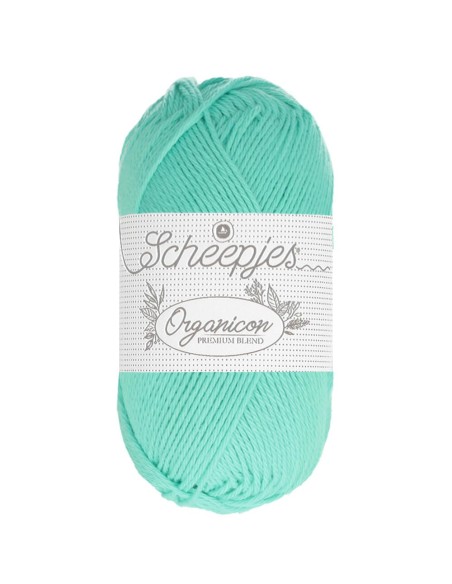 Scheepjes Organicon Nr. 215 Bright Ocean - ekologiški medvilniniai nėrimo - mezgimo siūlai (vegan friendly)
