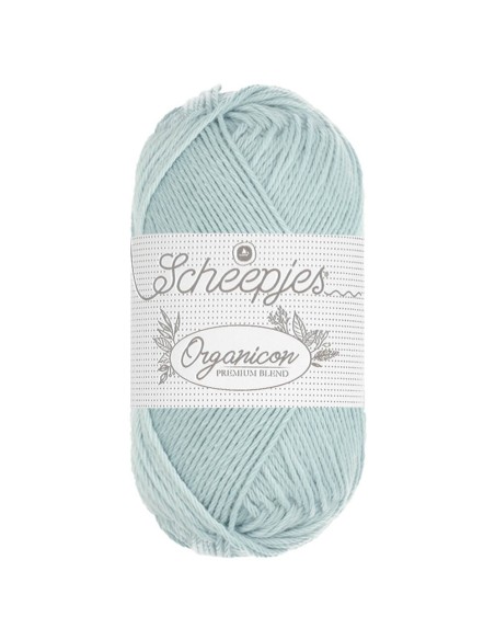 Scheepjes Organicon Nr. 216 Soft Sky - ekologiški medvilniniai nėrimo - mezgimo siūlai (vegan friendly)