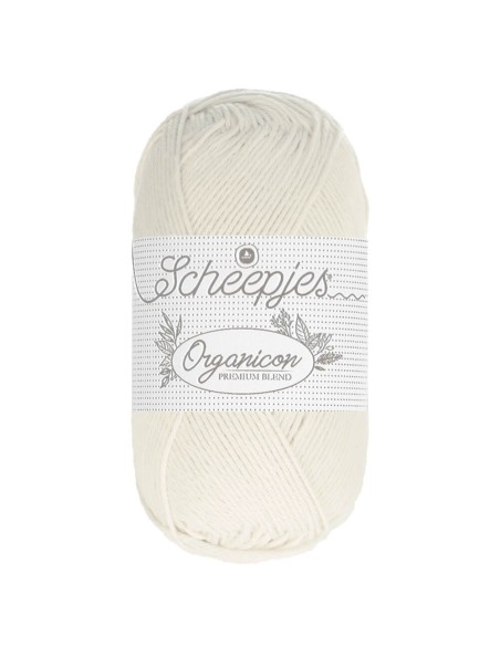 Scheepjes Organicon Nr. 202 Soft Cloud - ekologiški medvilniniai nėrimo - mezgimo siūlai (vegan friendly)