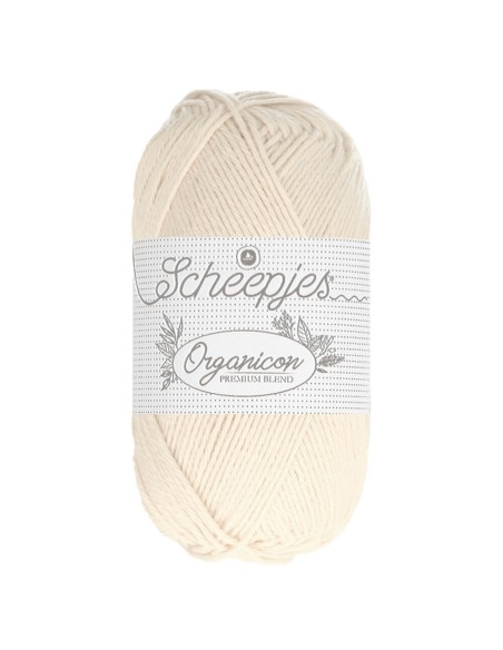 Scheepjes Organicon Nr. 200 Clouded Crystal - ekologiški medvilniniai nėrimo - mezgimo siūlai (vegan friendly)