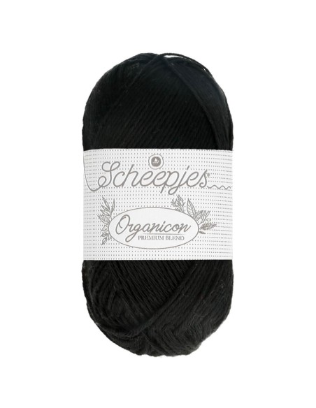 Scheepjes Organicon Nr. 218 Ebony - ekologiški medvilniniai nėrimo - mezgimo siūlai (vegan friendly)