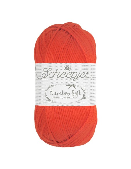 Scheepjes Bamboo Soft Nr. 261 Regal Orange - bambukinai nėrimo - mezgimo siūlai (vegan friendly)