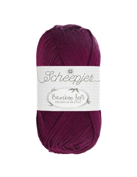 Scheepjes Bamboo Soft Nr. 251 Deep Cherry - bambukinai nėrimo - mezgimo siūlai (vegan friendly)