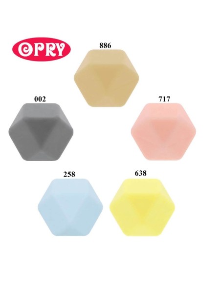Opry Silicone hexagon beads (5 psc., 14/17 mm)