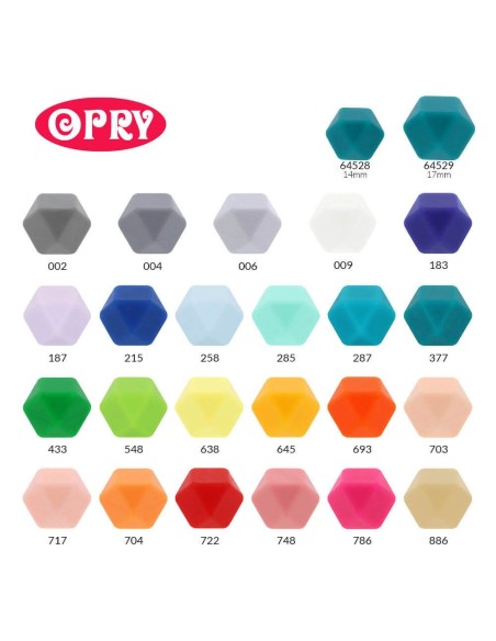 Opry Silicone hexagon beads (5 psc., 14/17 mm)