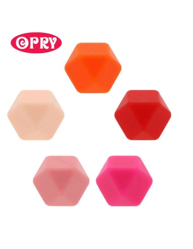 Opry Silicone hexagon beads (5 psc., 14/17 mm)