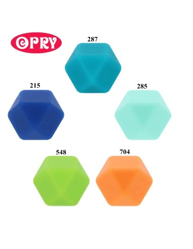 Opry Silicone hexagon beads (5 psc., 14/17 mm)