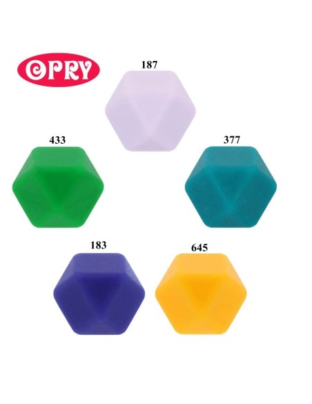 Opry Silicone hexagon beads (5 psc., 14/17 mm)
