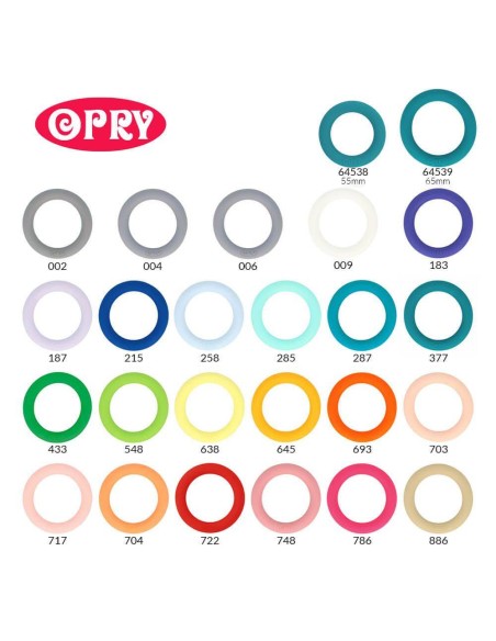 Opry silicone round teething ring (55 mm, 65 mm), BPA free