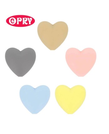 Opry Silicone Heart beads (5 psc., 20 mm), BPA free