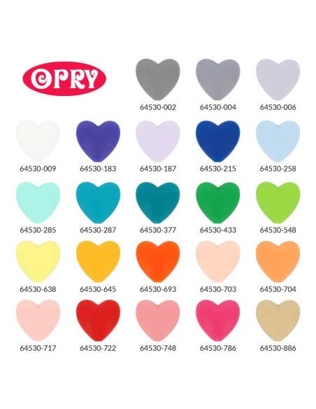 Opry Silicone Heart beads (5 psc., 20 mm), BPA free