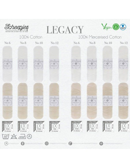 Scheepjes Legacy Cotton (Natural) Nr. 009 - nėrimo, mezgimo siūlai
