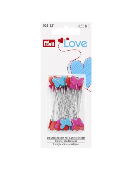 Prym Love smeigtukai su širdutės ir drugelio formos galvutėmis - 50 vnt.
