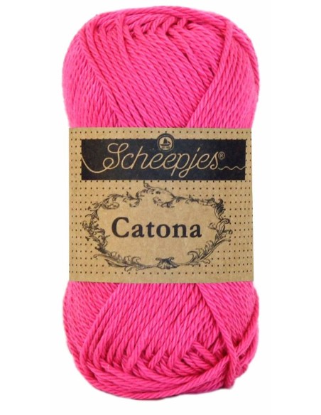 Scheepjes Catona Nr. 114 Shocking Pink - medvilniniai nėrimo-mezgimo siūlai