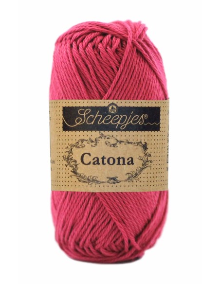 Scheepjes Catona Nr. 413 Cherry - medvilniniai nėrimo-mezgimo siūlai
