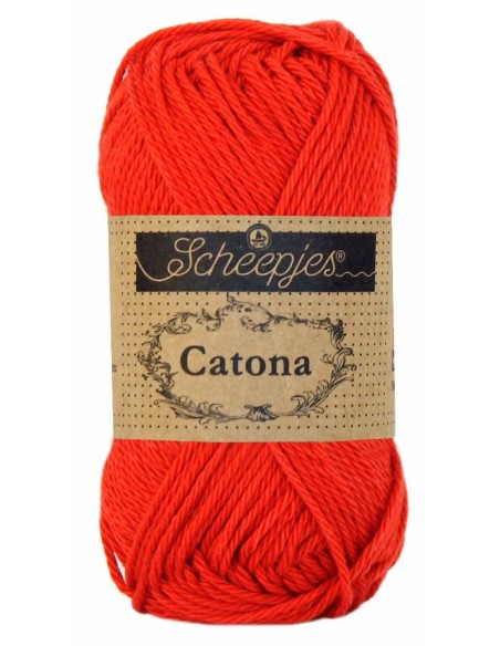 Scheepjes Catona Nr. 115 Hot Red - medvilniniai nėrimo-mezgimo siūlai