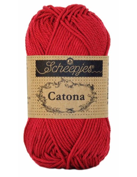 Scheepjes Catona Nr. 192 Scarlet - medvilniniai nėrimo-mezgimo siūlai